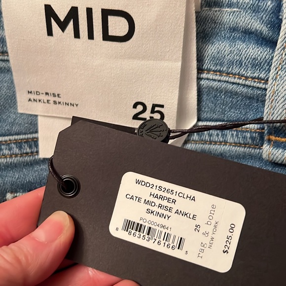 NWT rag & bone Cate Mid-Rise Skinny Harper Slim Fit Ankle Jean MSRP$225 Size 25 - Picture 10 of 11